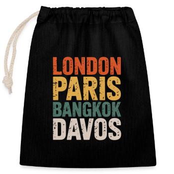 Davos - Sac cadeau en coton avec cordon (25 x 30 cm) - noir - Devant