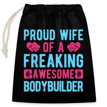 Motivation en forme : Fière épouse d’un bodybuilder cadeau - Sac cadeau en coton avec cordon (25 x 30 cm) - noir - Devant