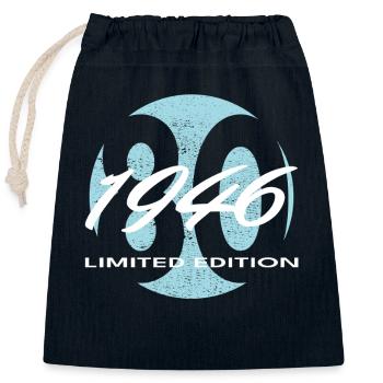80e anniversaire 1946 cadeau pour hommes et femmes - Sac cadeau en coton avec cordon (25 x 30 cm) - bleu marine - Devant