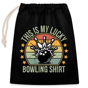 Funny Lucky Bowling T-Shirt Team Vintage Retro - Verschließbarer Geschenkbeutel aus Baumwolle (25x30cm) - Schwarz - Vorne