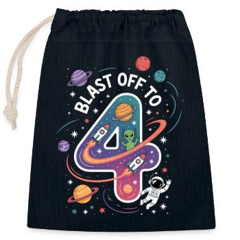 Abflug ins Weltall 4. Geburtstag Kindergeburtstag - Verschließbarer Geschenkbeutel aus Baumwolle (25x30cm) - Navy - Vorne
