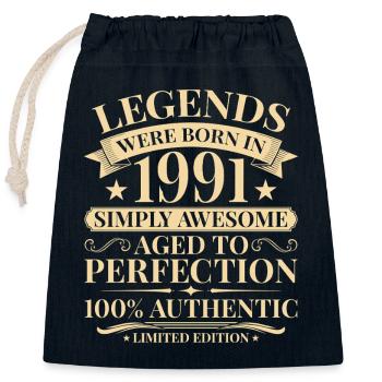 Anniversaire vintage 1991 - Sac cadeau en coton avec cordon (25 x 30 cm) - bleu marine - Devant