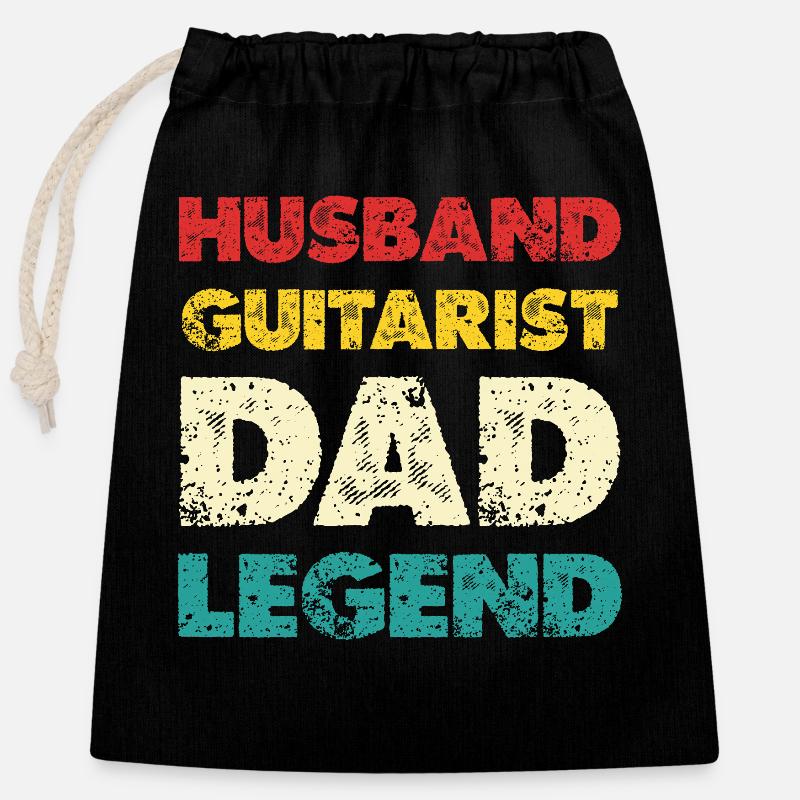 Guitar Dad Legend - Closable cotton gift bag (25x30cm) - black