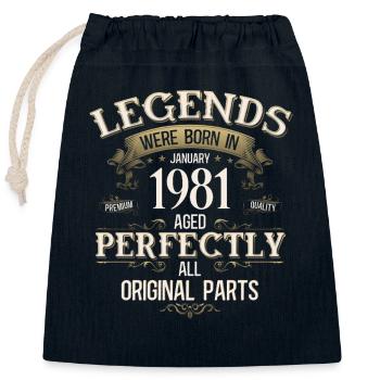 45th Birthday Legend January 1981 - Closable cotton gift bag (25x30cm) - navy - Front