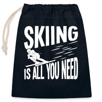 Skieur, le ski est tout ce dont tu as besoin - Sac cadeau en coton avec cordon (25 x 30 cm) - bleu marine - Devant