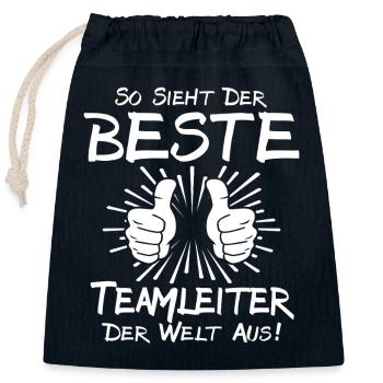 Bester Teamleiter - Verschließbarer Geschenkbeutel aus Baumwolle (25x30cm) - Navy - Vorne