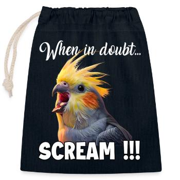 Drôle de T de calopsitte, mème de l’oiseau hurlant - Sac cadeau en coton avec cordon (25 x 30 cm) - bleu marine - Devant