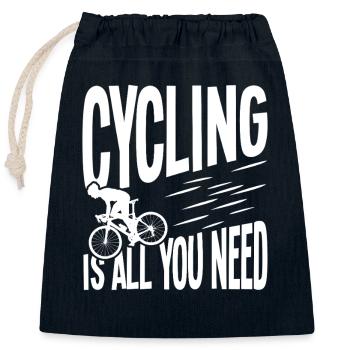 Le vélo, c’est tout ce dont tu as besoin - Sac cadeau en coton avec cordon (25 x 30 cm) - bleu marine - Devant
