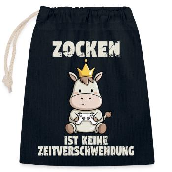 zocken zocken zocken - Verschließbarer Geschenkbeutel aus Baumwolle (25x30cm) - Navy - Vorne