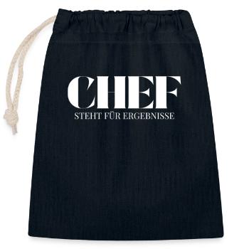 Résultats de la phrase du chef - Sac cadeau en coton avec cordon (25 x 30 cm) - bleu marine - Devant