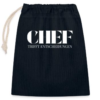Chef Spruch Trifft Entscheidungen - Verschließbarer Geschenkbeutel aus Baumwolle (25x30cm) - Navy - Vorne