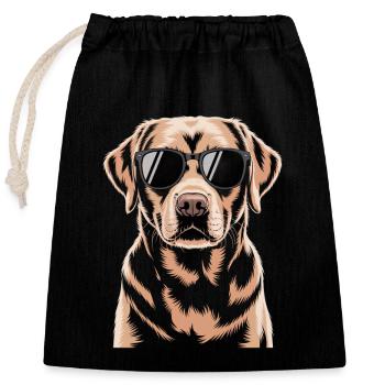 Brauner Labrador  - Verschließbarer Geschenkbeutel aus Baumwolle (25x30cm) - Schwarz - Vorne