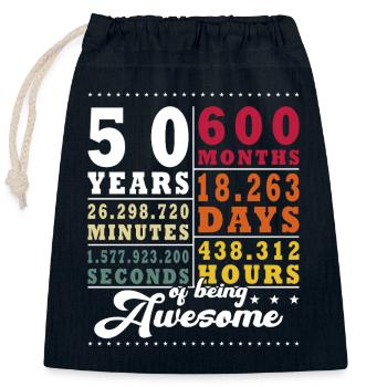 50th Anniversary Forty-fifth Birthday - Closable cotton gift bag (25x30cm) - navy - Front
