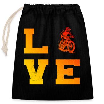Clear mountain bike message - Closable cotton gift bag (25x30cm) - black - Front
