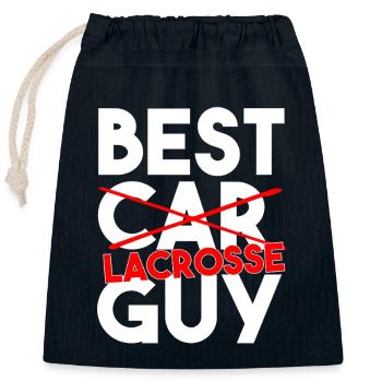 Best Lacrosse Guy Sports Player Coach - Closable cotton gift bag (25x30cm) - navy - Front
