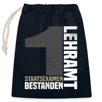 1st State Examination in Teaching - Closable cotton gift bag (25x30cm) - navy - Front