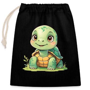 Cuddly Turtle Sunshine - Closable cotton gift bag (25x30cm) - black - Front