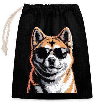 Akita - Closable cotton gift bag (25x30cm) - black - Front