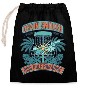 Panier de disques volant Disc Golf Smoker Chain-Smoker - Sac cadeau en coton avec cordon (25 x 30 cm) - noir - Devant