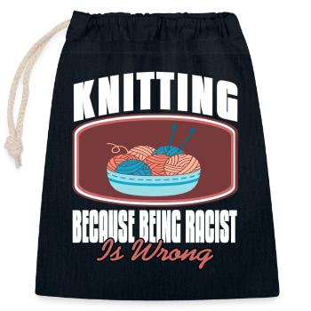 Knitting for Kindness and Equality Yarn Humor - Verschließbarer Geschenkbeutel aus Baumwolle (25x30cm) - Navy - Vorne