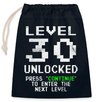 Level 30 unlocked - Verschließbarer Geschenkbeutel aus Baumwolle (25x30cm) - Navy - Vorne
