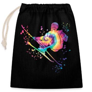 Alpine skiing Winter sports Nordic skiing - Closable cotton gift bag (25x30cm) - black - Front