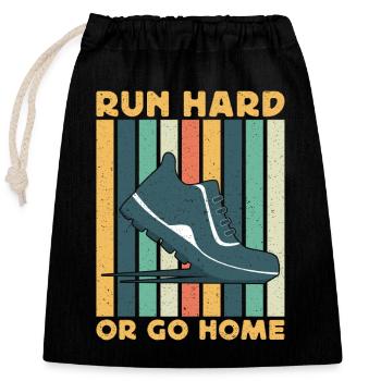 Coureur de marathon courir à fond ou rentrer chez soi - Sac cadeau en coton avec cordon (25 x 30 cm) - noir - Devant