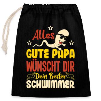 Alles Gute Papa wünscht dir dein bester Schwimmer - Verschließbarer Geschenkbeutel aus Baumwolle (25x30cm) - Schwarz - Vorne