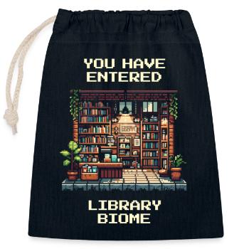 Bibliothek-Biom betreten | Bibliothek Bücher Lesen - Verschließbarer Geschenkbeutel aus Baumwolle (25x30cm) - Navy - Vorne