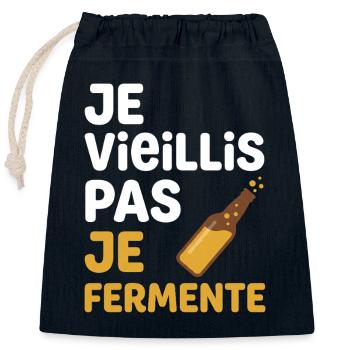 Je Vieillis Pas Je Fermente Beer Funny Gift Humor - Sac cadeau en coton avec cordon (25 x 30 cm) - bleu marine - Devant