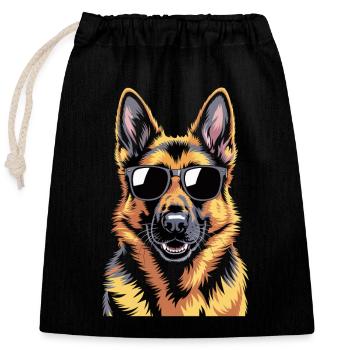 German Shepherd - Closable cotton gift bag (25x30cm) - black - Front