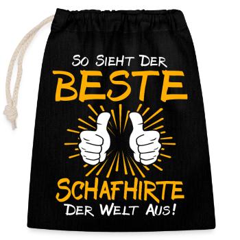 Shepherd Gift Idea - Closable cotton gift bag (25x30cm) - black - Front