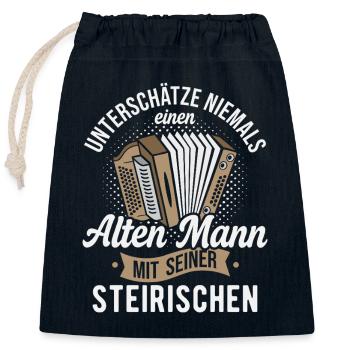 Styrian Accordion Old Man Accordion - Closable cotton gift bag (25x30cm) - navy - Front