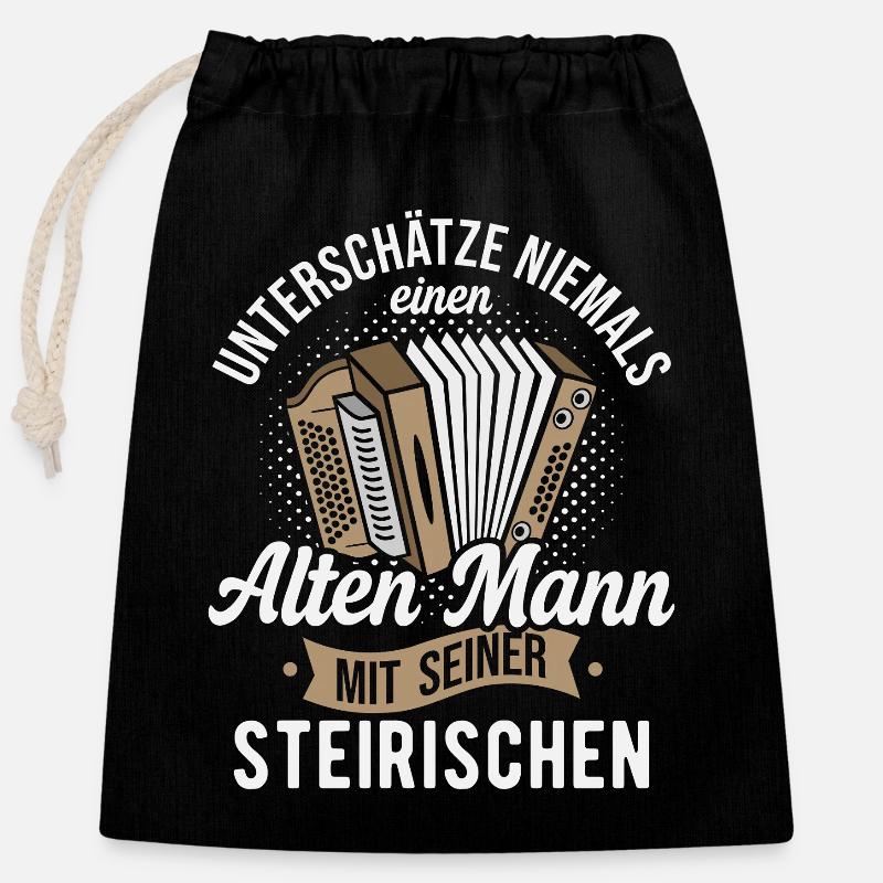 Styrian Accordion Old Man Accordion - Closable cotton gift bag (25x30cm) - black