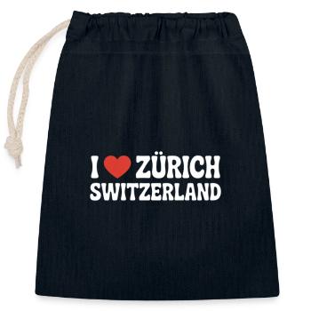 J’adore Zurich, la Suisse - Sac cadeau en coton avec cordon (25 x 30 cm) - bleu marine - Devant
