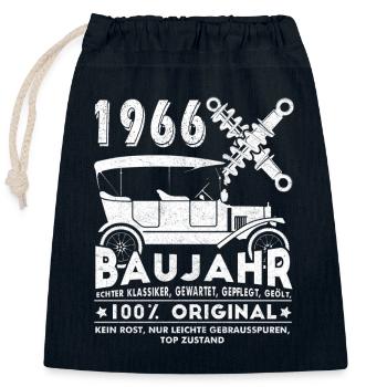Cadeau vintage 1966 60e anniversaire 60 ans - Sac cadeau en coton avec cordon (25 x 30 cm) - bleu marine - Devant