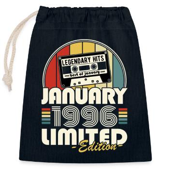 Vintage 1996 January Retro Birthday Gift - Closable cotton gift bag (25x30cm) - navy - Front