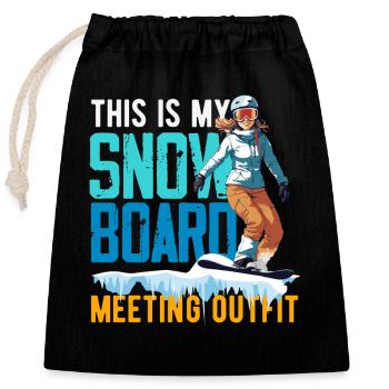 Télésiège de réunion de snowboard snowboard - Sac cadeau en coton avec cordon (25 x 30 cm) - noir - Devant
