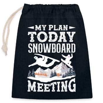 Télésiège de réunion de snowboard snowboard - Sac cadeau en coton avec cordon (25 x 30 cm) - bleu marine - Devant