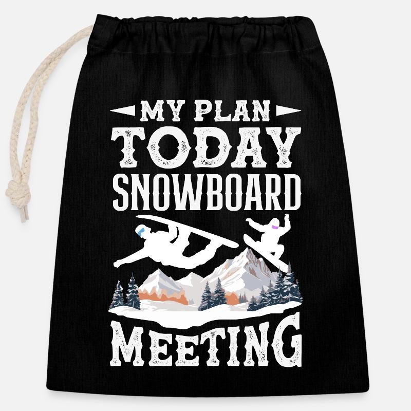 Télésiège de réunion de snowboard snowboard - Sac cadeau en coton avec cordon (25 x 30 cm) - noir