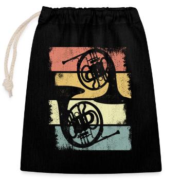 French Horns Drawing - Closable cotton gift bag (25x30cm) - black - Front