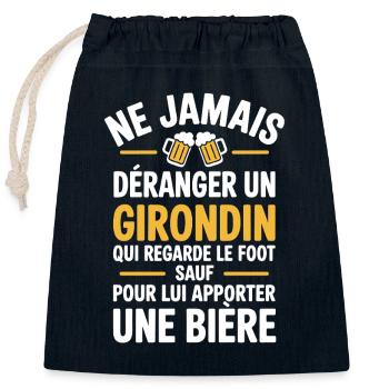 Ne jamais déranger un Girondin qui regarde le foot - Sac cadeau en coton avec cordon (25 x 30 cm) - bleu marine - Devant