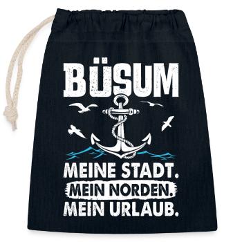BÜSUM MA VILLE MON NORD MES VACANCES Drôle - Sac cadeau en coton avec cordon (25 x 30 cm) - bleu marine - Devant
