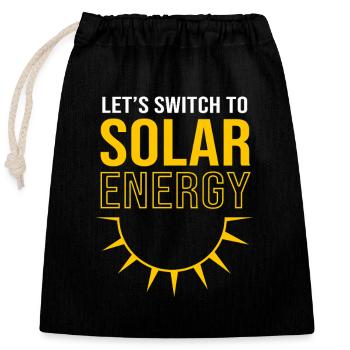 Énergie renouvelable pour cellules solaires photovoltaïques - Sac cadeau en coton avec cordon (25 x 30 cm) - noir - Devant