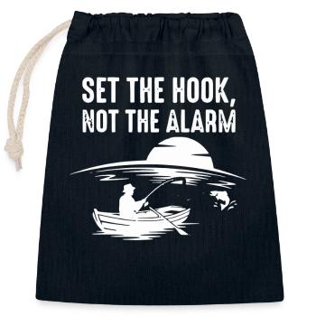 Set The Hook Not The Alarm Angler Spruch - Verschließbarer Geschenkbeutel aus Baumwolle (25x30cm) - Navy - Vorne