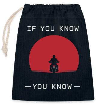 Why we ride motorcycles, - Closable cotton gift bag (25x30cm) - navy - Front