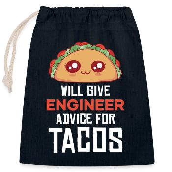 Taco Pun : Conseil en ingénierie - Sac cadeau en coton avec cordon (25 x 30 cm) - bleu marine - Devant