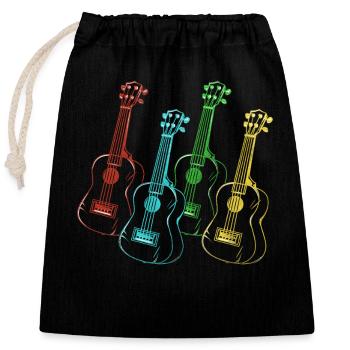 Hawaiian Ukulele Uke Retro Vintage - Closable cotton gift bag (25x30cm) - black - Front