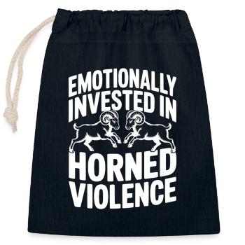 Emotionally Invested in Horned Violence - Closable cotton gift bag (25x30cm) - navy - Front
