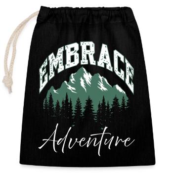 Embrace Adventure Mountain Logo - Closable cotton gift bag (25x30cm) - black - Front